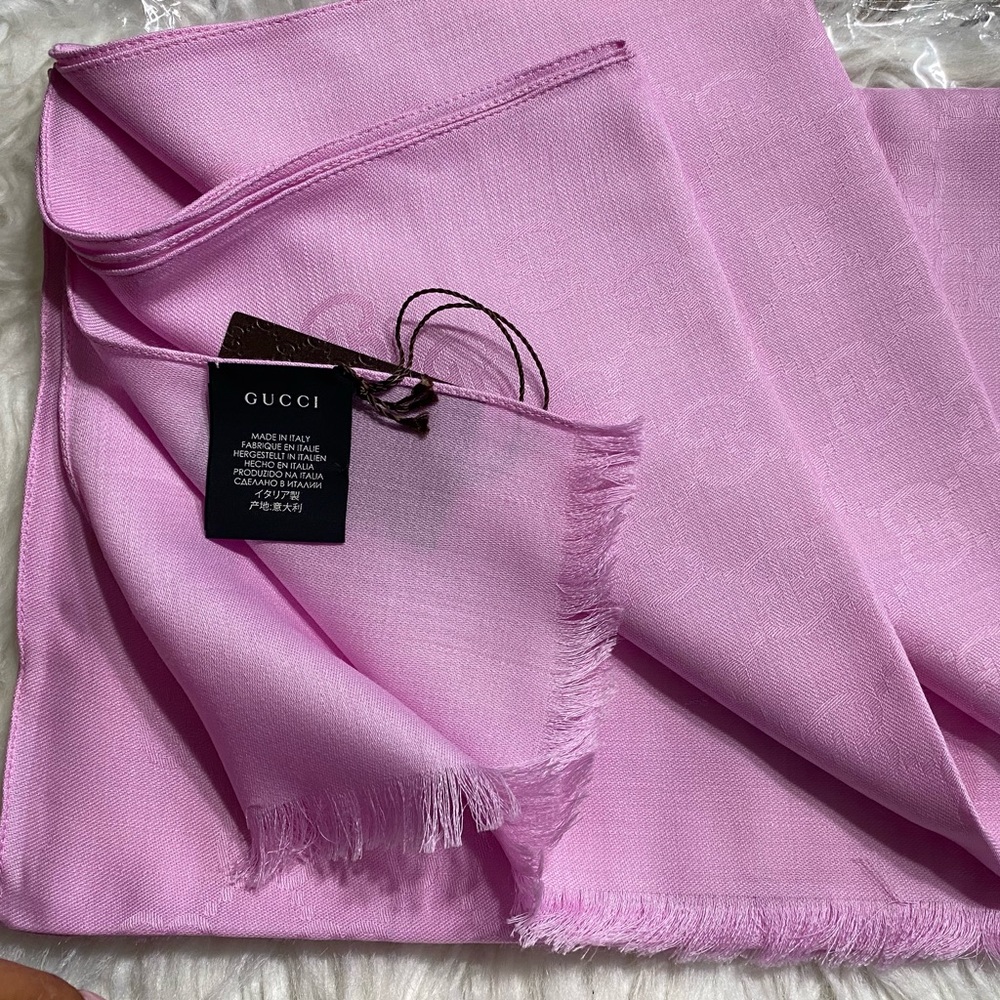 Rare color bnwt Gucci GG shawl scarf pink - Picture 8 of 12